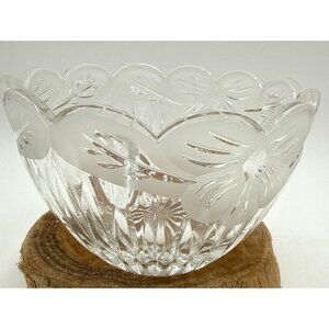 Crystal Bowl Frosted Floral Candy, Serving Dish Elegant